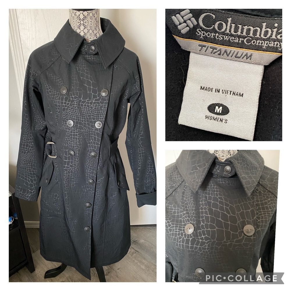 Black and silver ladies Columbia titanium omni trench coat water resistant